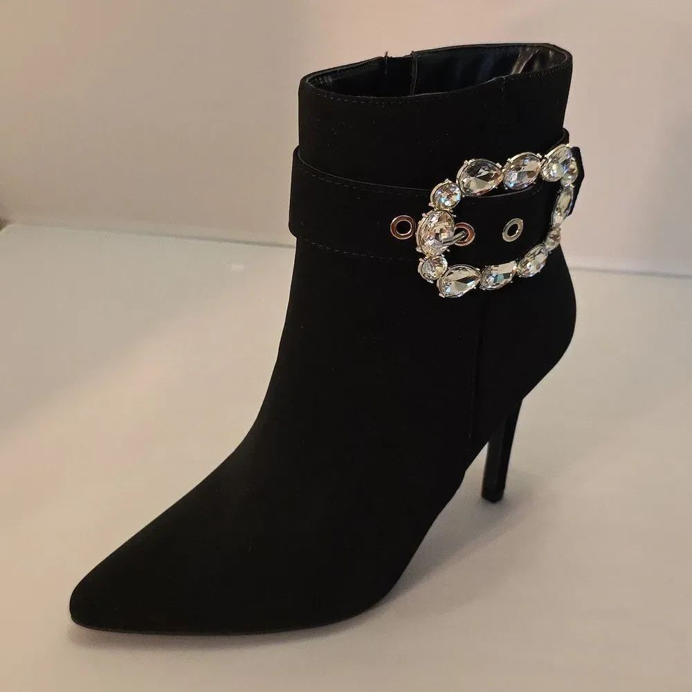 Brand New Soda Pointed Toe With Crystal Buckle Bootie — image 8 of 8